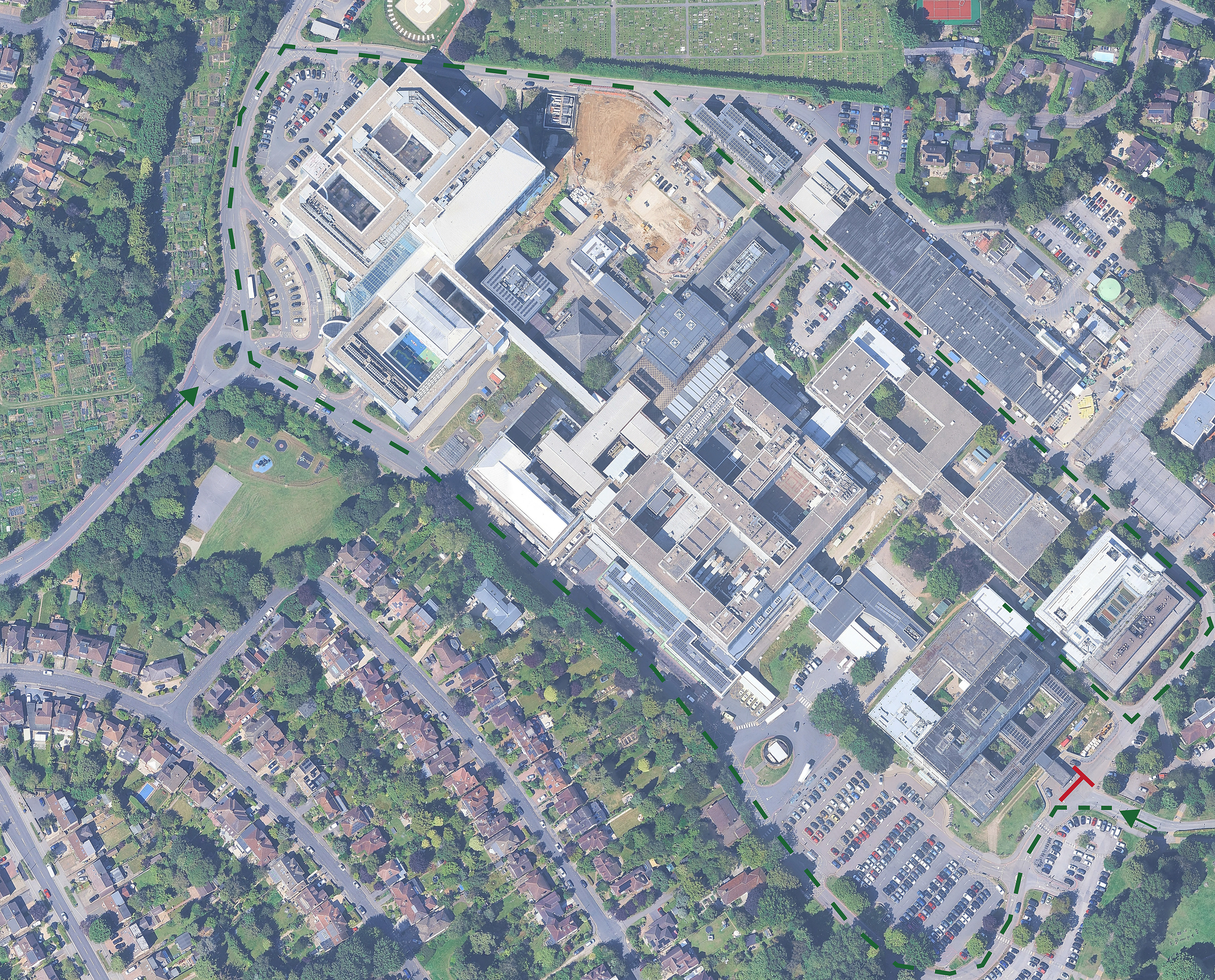 Option 2 — site circulation while the crane is erected, restored around the site with a blockage remaining at the crane position